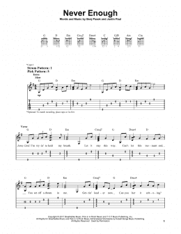 page one of Never Enough (from The Greatest Showman) (Easy Guitar Tab)