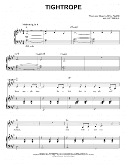 page one of Tightrope (from The Greatest Showman) (Piano & Vocal)
