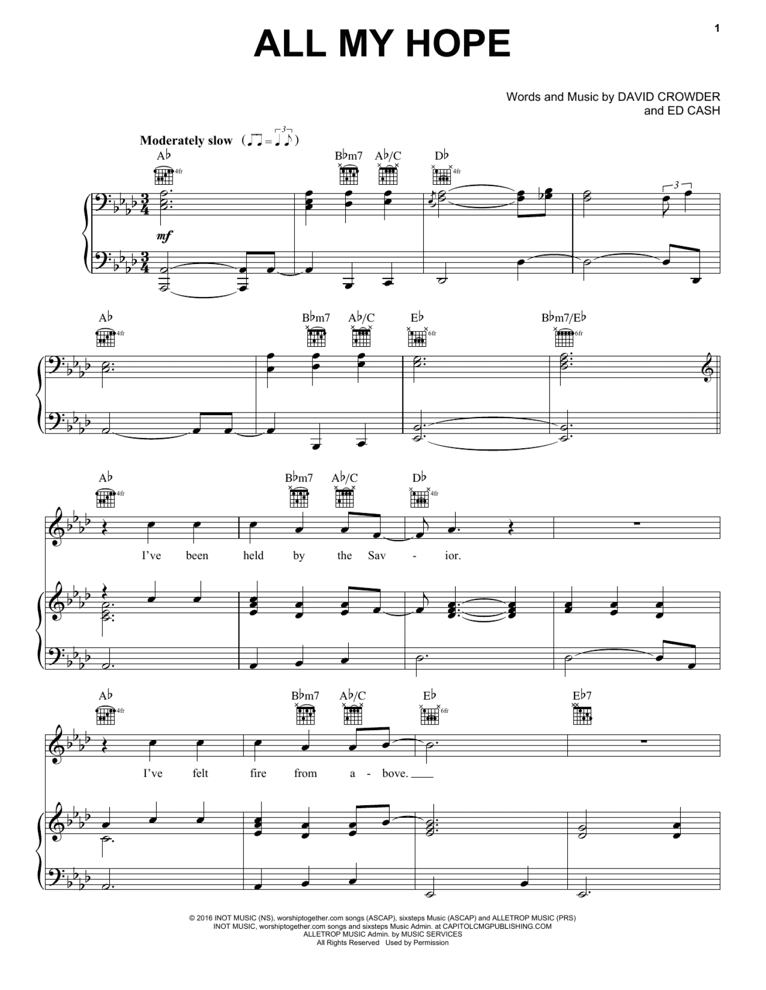 All My Hope (Piano, Vocal & Guitar Chords (Right-Hand Melody))