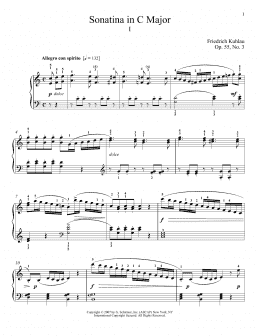 page one of Sonatina In C Major, Op. 55, No. 3 (Piano Solo)