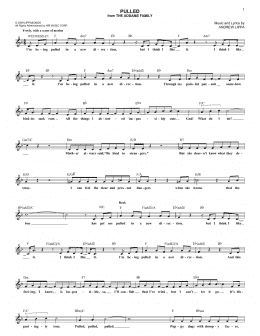 page one of Pulled (from The Addams Family Musical) (Lead Sheet / Fake Book)