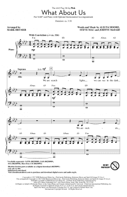 page one of What About Us (arr. Mark Brymer) (SAB Choir)