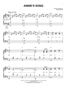 page one of Annie's Song (Accordion)