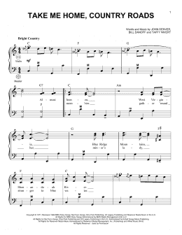 page one of Take Me Home, Country Roads (Accordion)
