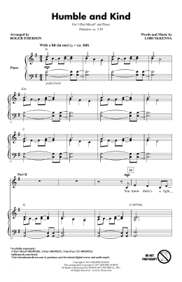 page one of Humble And Kind (3-Part Mixed Choir)