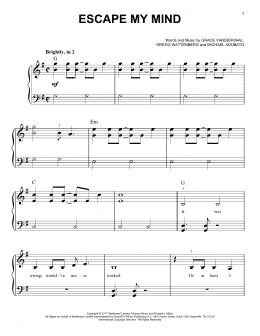 page one of Escape My Mind (Easy Piano)