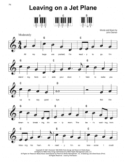 page one of Leaving On A Jet Plane (Super Easy Piano)