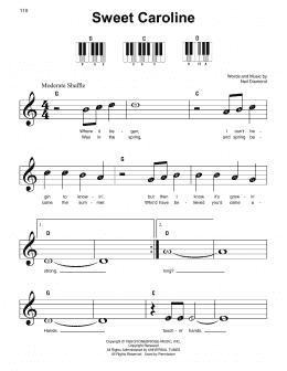 page one of Sweet Caroline (Super Easy Piano)