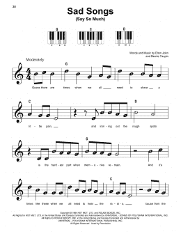 page one of Sad Songs (Say So Much) (Super Easy Piano)