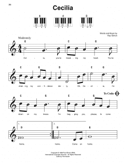 page one of Cecilia (Super Easy Piano)