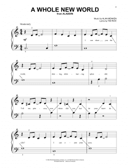 page one of A Whole New World (from Aladdin) (Beginning Piano Solo)