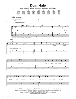 page one of Dear Hate (feat. Vince Gill) (Easy Guitar Tab)
