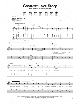 page one of Greatest Love Story (Easy Guitar Tab)