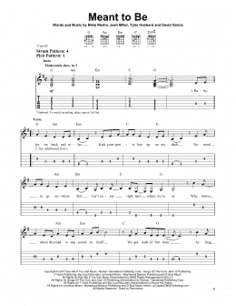 page one of Meant To Be (feat. Florida Georgia Line) (Easy Guitar Tab)