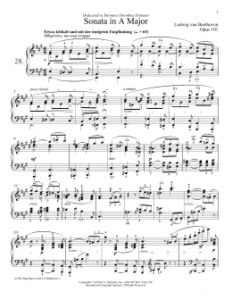 page one of Piano Sonata No. 28 In A Major, Op. 101 (Piano Solo)