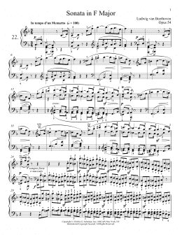 page one of Piano Sonata No. 22 In F Major, Op. 54 (Piano Solo)