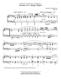 page one of Piano Sonata No. 24 In F-Sharp Major, Op. 78 (Piano Solo)