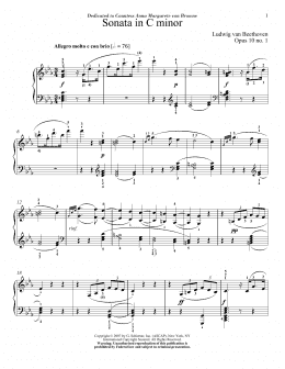 page one of Piano Sonata No. 5 In C Minor, Op. 10, No. 1 (Piano Solo)