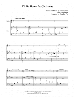 page one of I'll Be Home For Christmas (Violin and Piano)