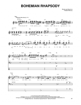 page one of Bohemian Rhapsody (Bass Guitar Tab)