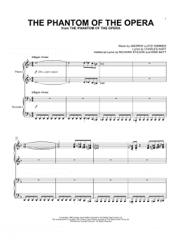 page one of The Phantom Of The Opera (Piano Duet)