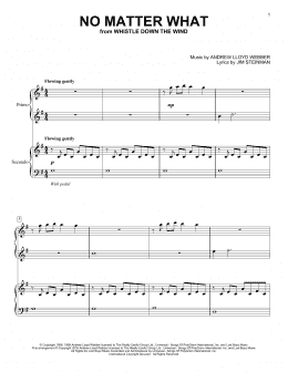 page one of No Matter What (Piano Duet)