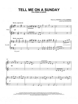 page one of Tell Me On A Sunday (Piano Duet)