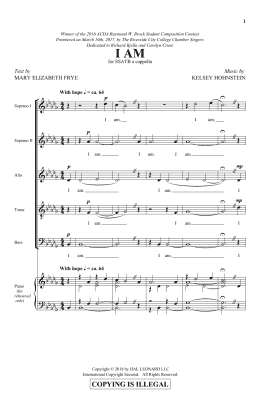 page one of I Am (SATB Choir)