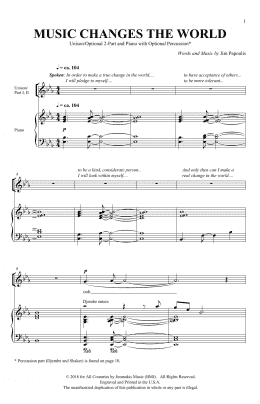 page one of Music Changes The World (2-Part Choir)