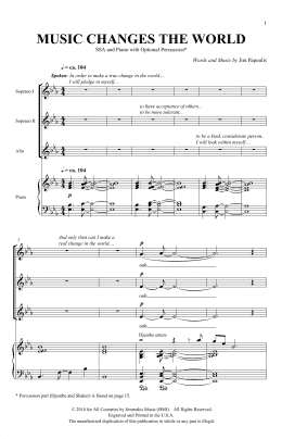 page one of Music Changes The World (SSA Choir)