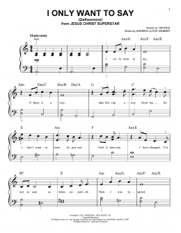 page one of I Only Want To Say (Gethsemane) (Easy Piano)