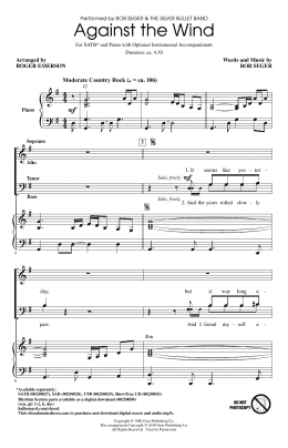 page one of Against The Wind (SATB Choir)