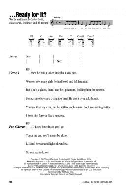 page one of ...Ready For It? (Guitar Chords/Lyrics)