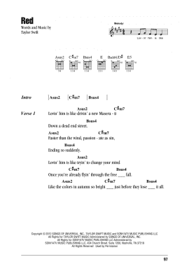 page one of Red (Guitar Chords/Lyrics)
