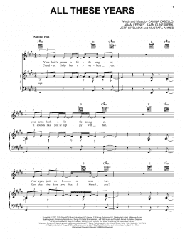 page one of All These Years (Piano, Vocal & Guitar Chords (Right-Hand Melody))