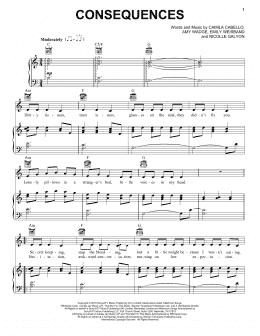page one of Consequences (Piano, Vocal & Guitar Chords (Right-Hand Melody))