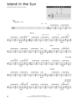 page one of Island In The Sun (Drum Chart)