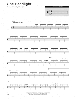 page one of One Headlight (Drum Chart)