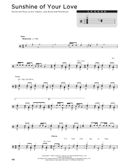 page one of Sunshine Of Your Love (Drum Chart)
