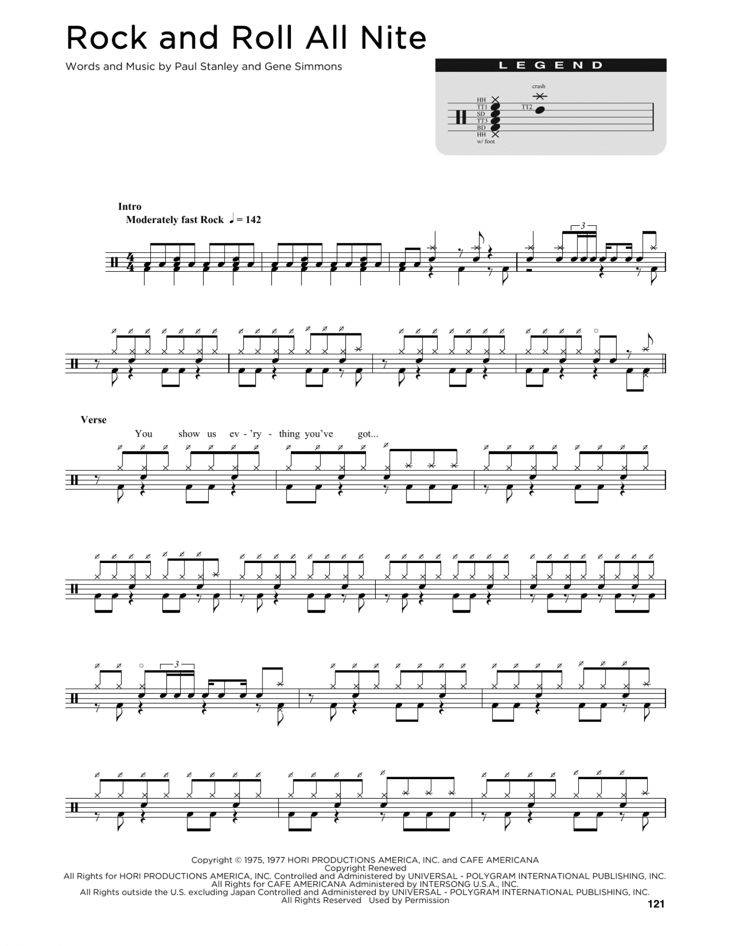 Rock And Roll All Nite (Drum Chart)