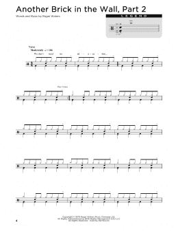 page one of Another Brick In The Wall, Part 2 (Drum Chart)