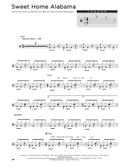 page one of Sweet Home Alabama (Drum Chart)