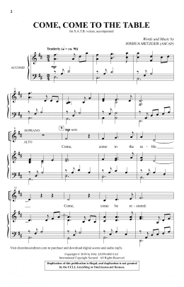 page one of Come, Come To The Table (SATB Choir)