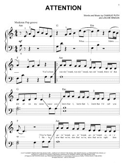 page one of Attention (Big Note Piano)