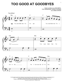 page one of Too Good At Goodbyes (Big Note Piano)