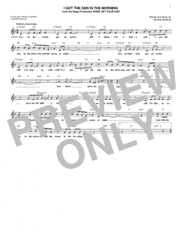 page one of I Got The Sun In The Morning (Lead Sheet / Fake Book)