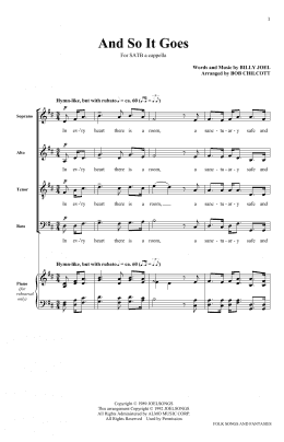 page one of And So It Goes (SATB Choir)