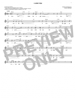 page one of I Love You (Lead Sheet / Fake Book)