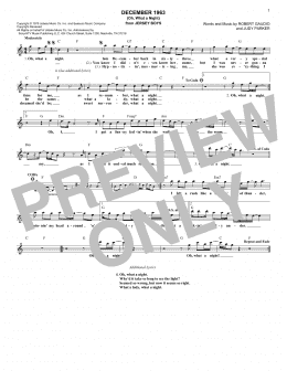 page one of December 1963 (Oh, What A Night) (Lead Sheet / Fake Book)