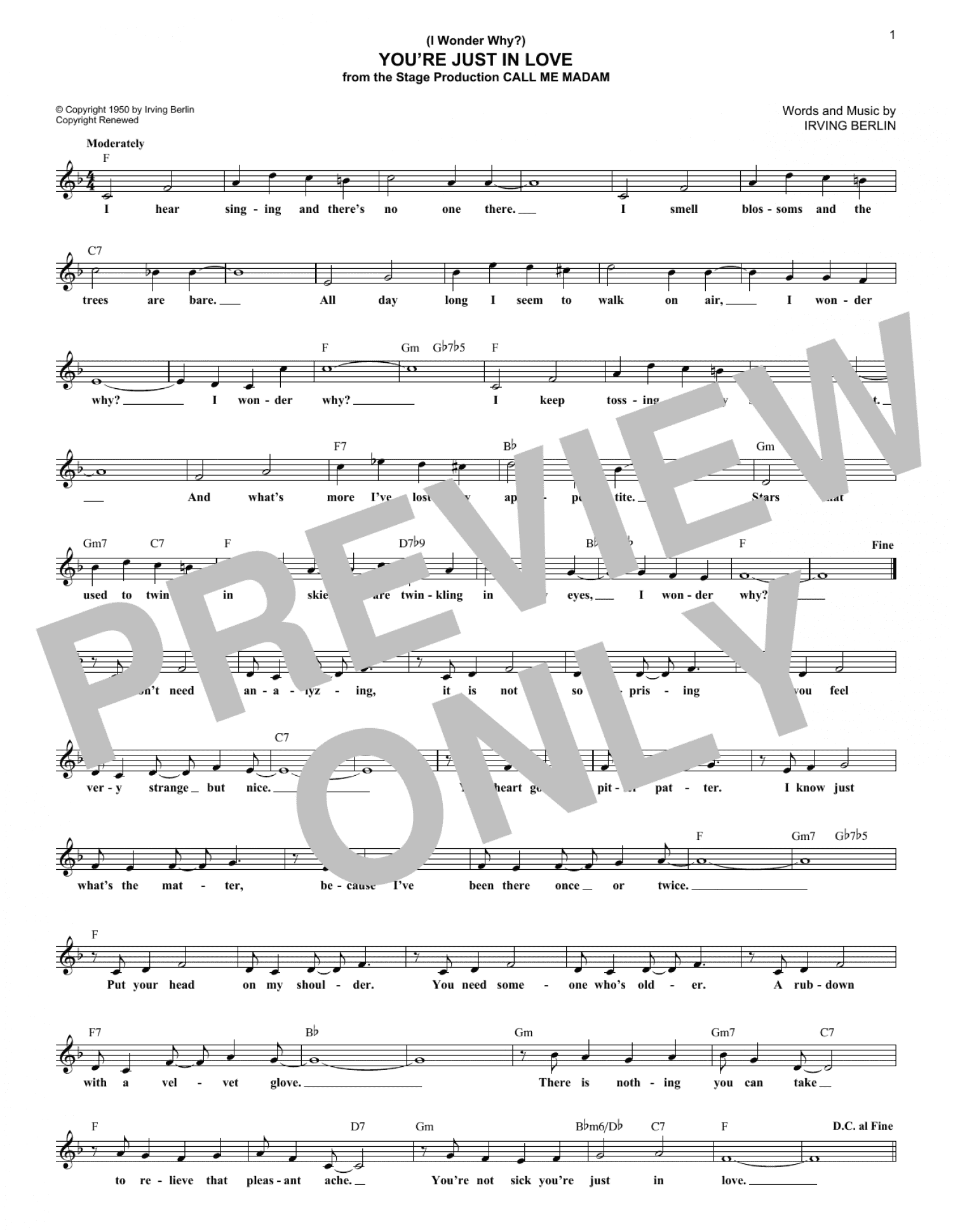 (I Wonder Why?) You're Just In Love (Lead Sheet / Fake Book)
